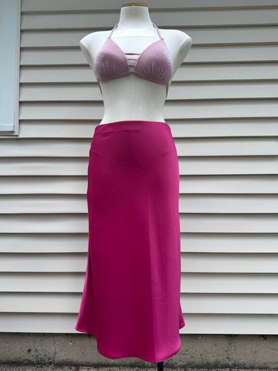 Rachel Zoe Dresses & Skirts - Rachel Zoe Fuchsia Satin Bias Midi Skirt | US 2